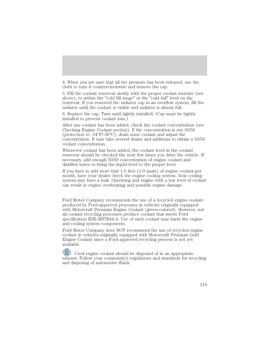Maintenance and care | FORD 2001 Windstar User Manual | Page 219 / 288
