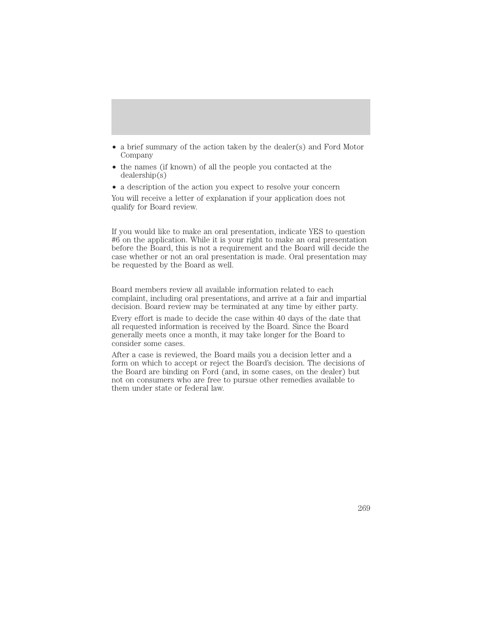Customer assistance | FORD 2001 Windstar User Manual | Page 269 / 288