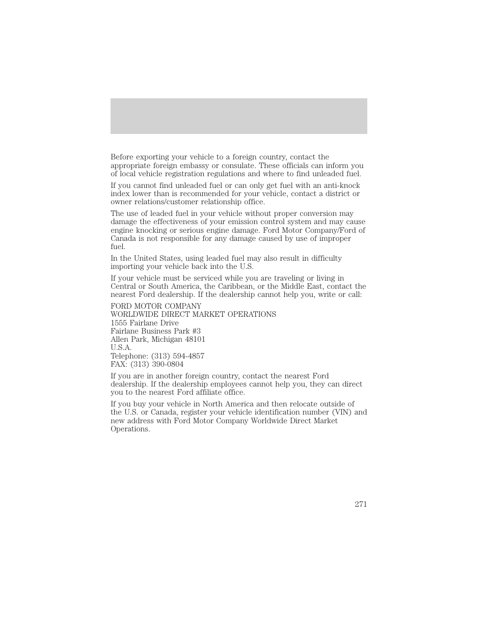 Customer assistance | FORD 2001 Windstar User Manual | Page 271 / 288