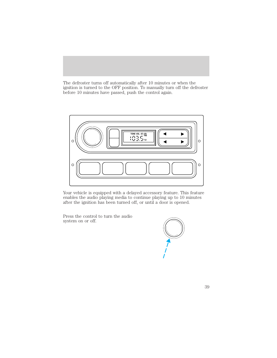 Controls and features, 12 3 4 am/fm | FORD 2001 Windstar User Manual | Page 39 / 288