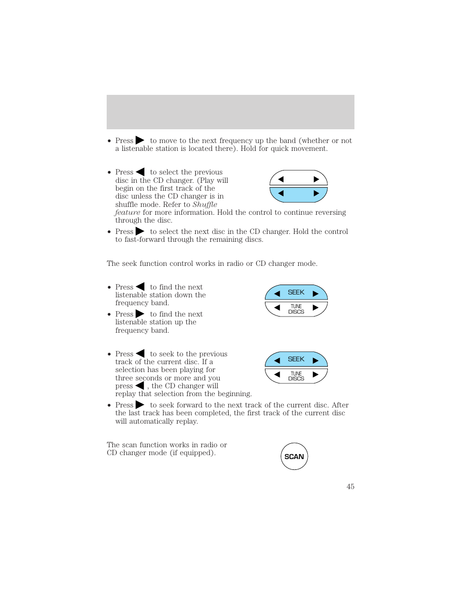 Controls and features | FORD 2001 Windstar User Manual | Page 45 / 288