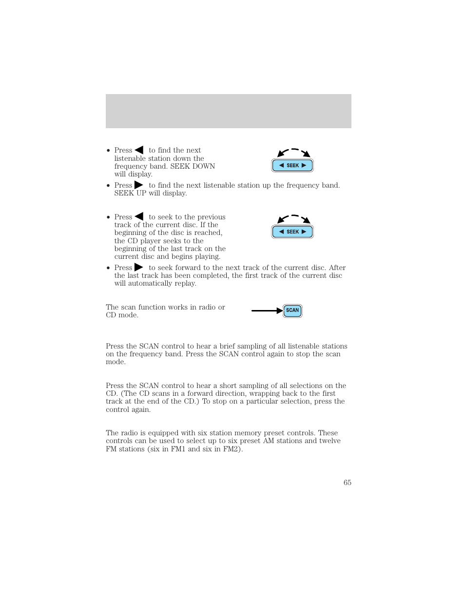 Controls and features | FORD 2001 Windstar User Manual | Page 65 / 288
