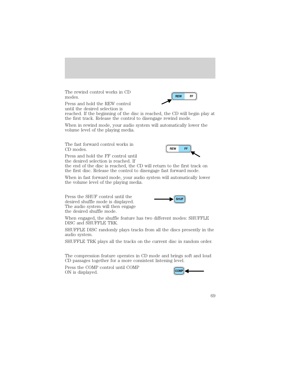 Controls and features | FORD 2001 Windstar User Manual | Page 69 / 288
