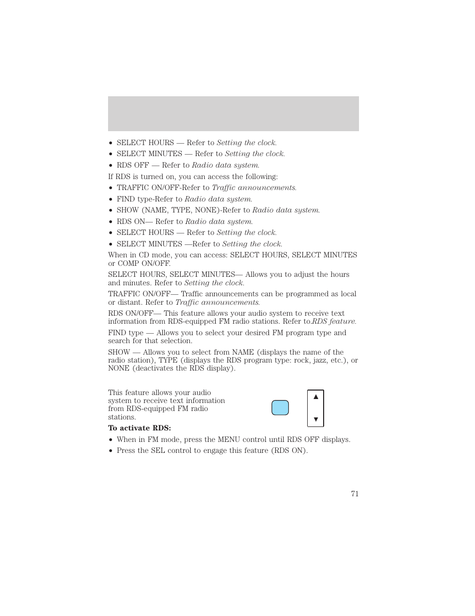 Controls and features | FORD 2001 Windstar User Manual | Page 71 / 288