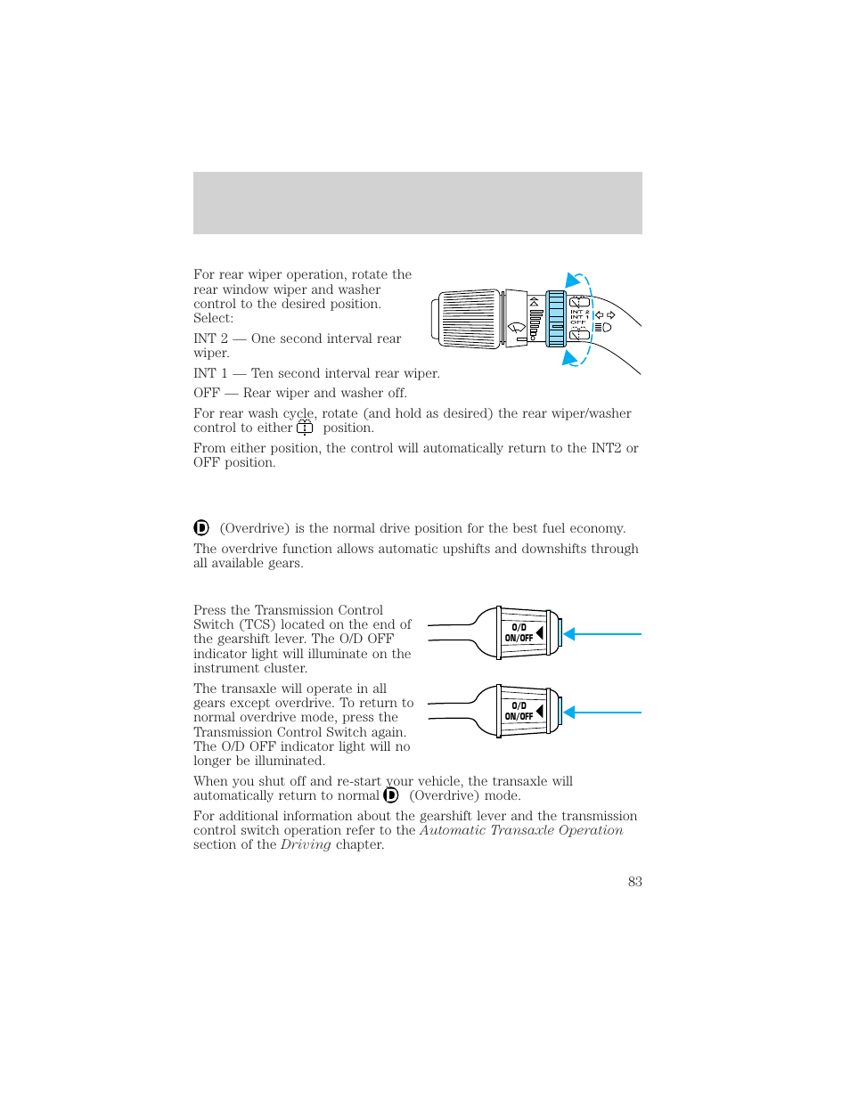 Controls and features | FORD 2001 Windstar User Manual | Page 83 / 288