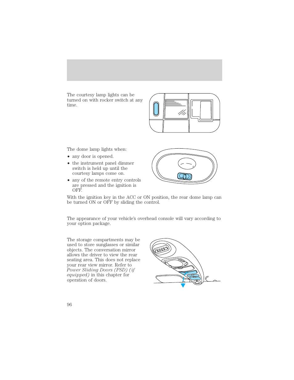 Controls and features | FORD 2001 Windstar User Manual | Page 96 / 288