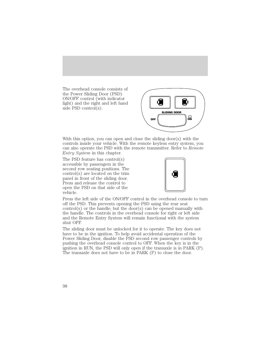Controls and features | FORD 2001 Windstar User Manual | Page 98 / 288