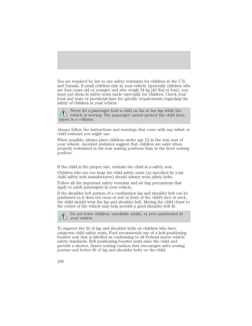 Seating and safety restraints | FORD 2000 Excursion v.1 User Manual | Page 100 / 232