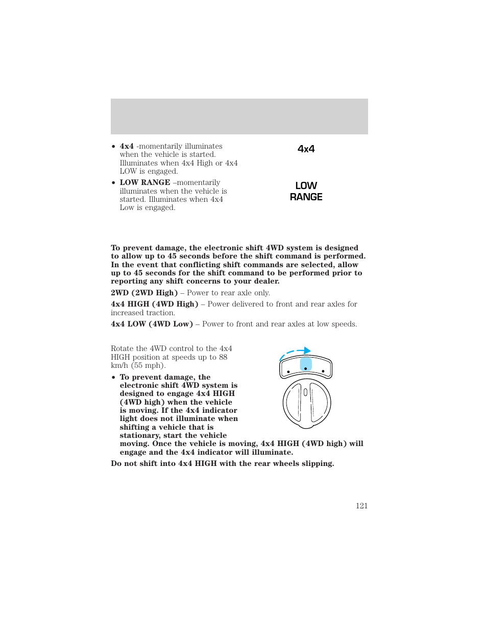 Driving, 4x4 low range | FORD 2000 Excursion v.1 User Manual | Page 121 / 232
