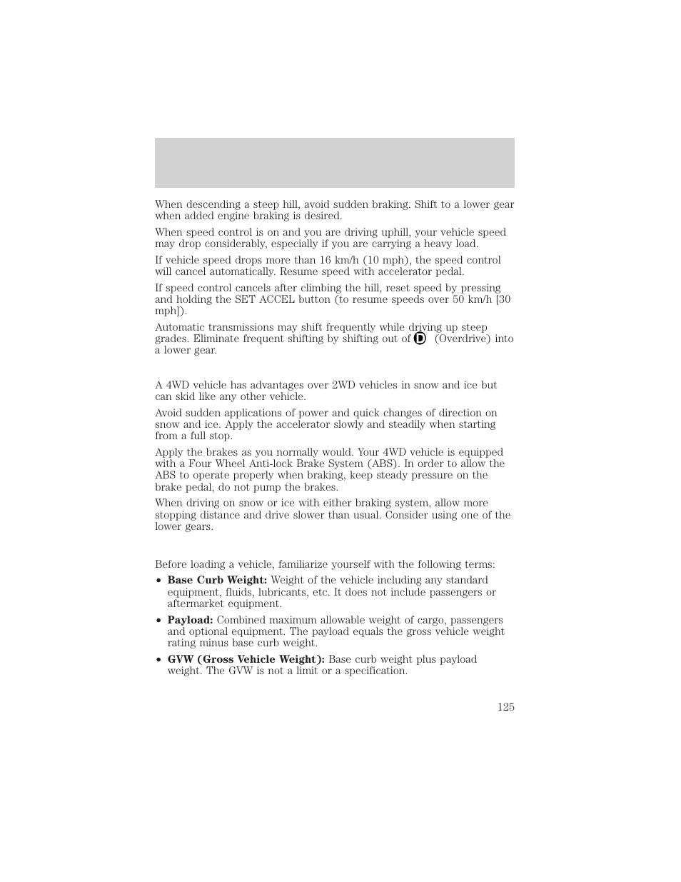Driving | FORD 2000 Excursion v.1 User Manual | Page 125 / 232
