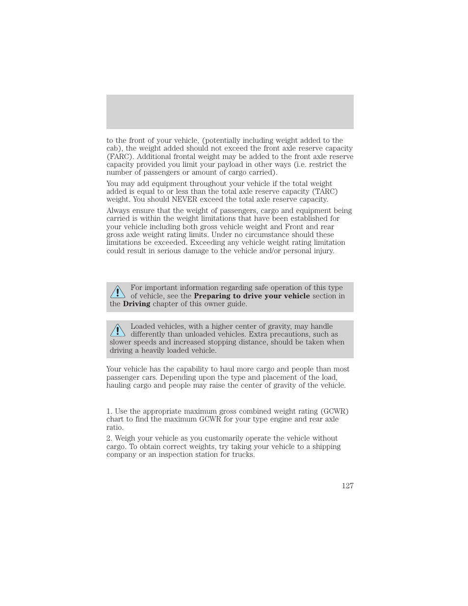 Driving | FORD 2000 Excursion v.1 User Manual | Page 127 / 232