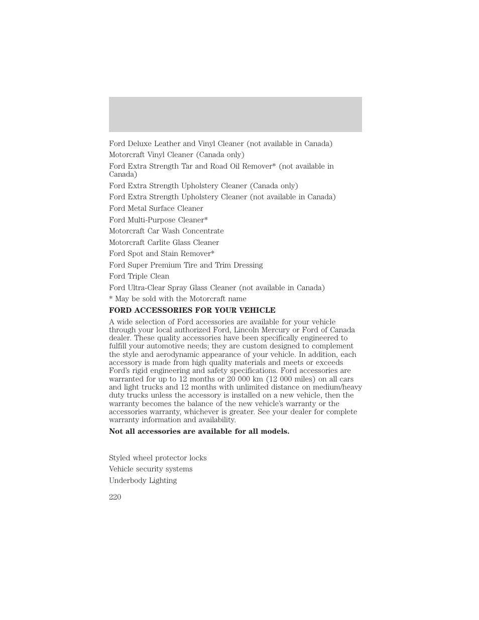 Customer assistance | FORD 2000 Excursion v.1 User Manual | Page 220 / 232
