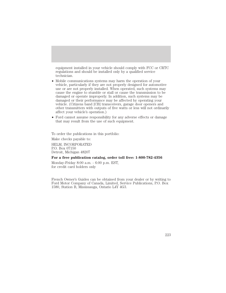 Customer assistance | FORD 2000 Excursion v.1 User Manual | Page 223 / 232