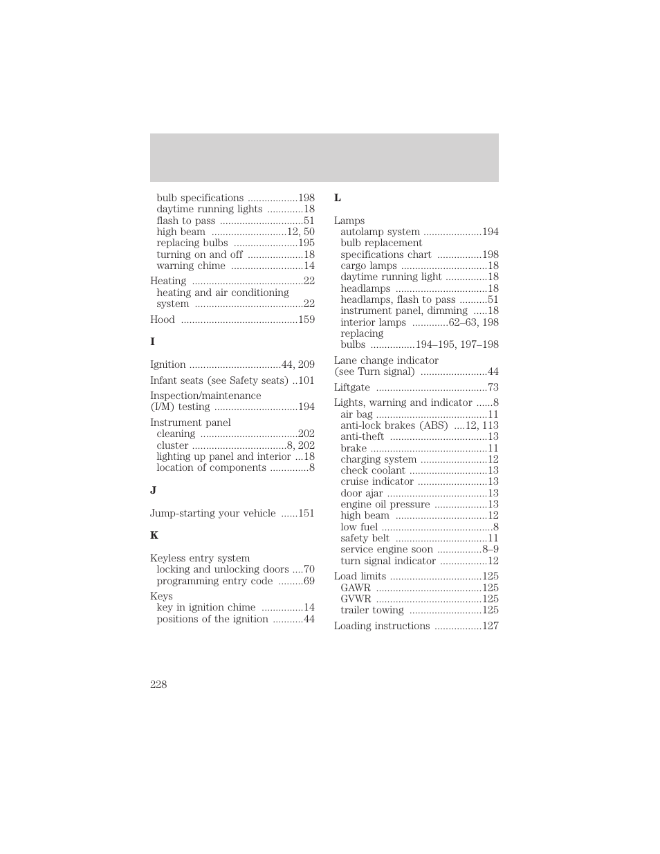 Index | FORD 2000 Excursion v.1 User Manual | Page 228 / 232