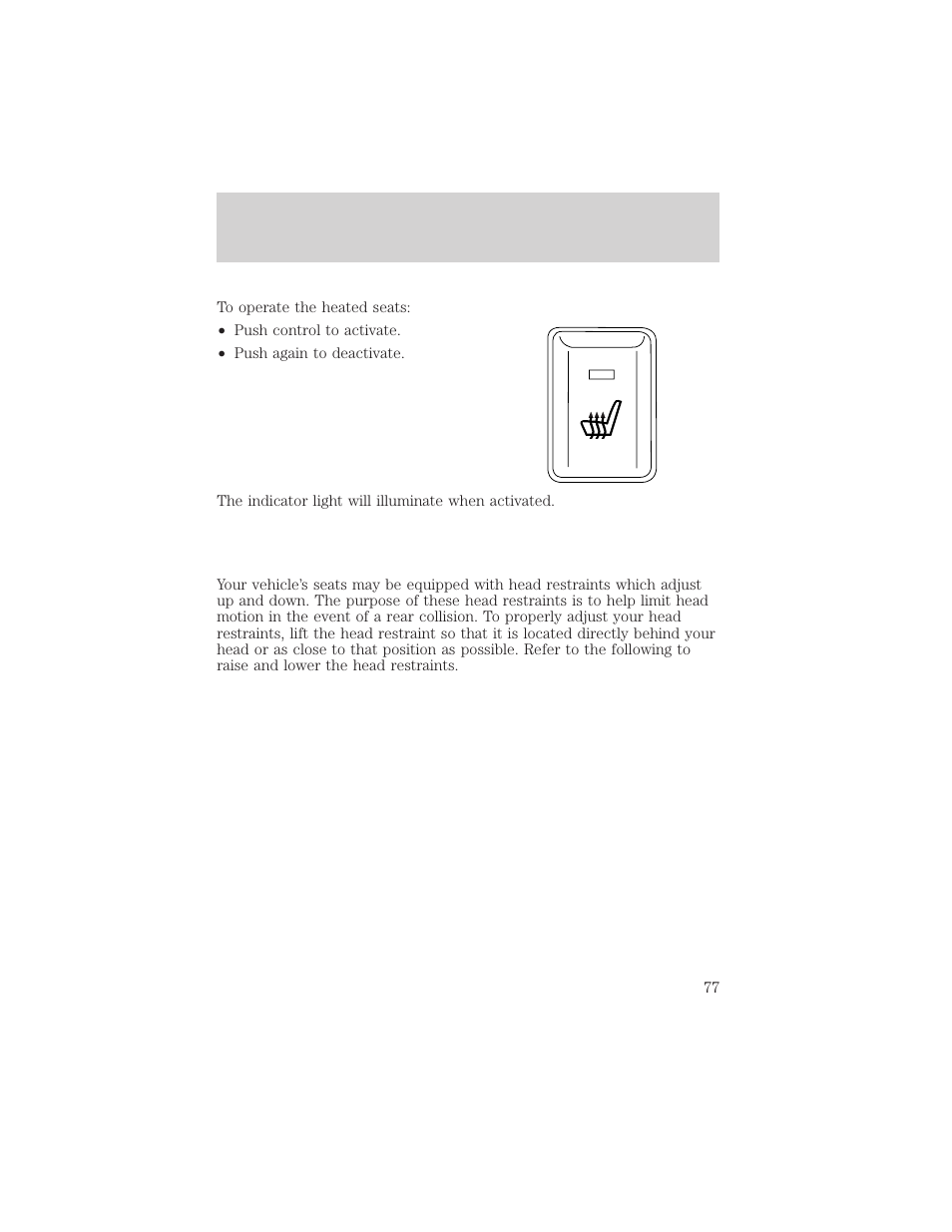 Seating and safety restraints | FORD 2000 Excursion v.1 User Manual | Page 77 / 232