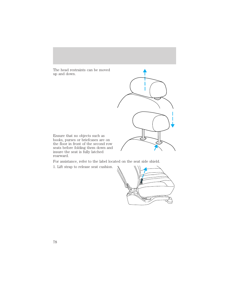 Seating and safety restraints | FORD 2000 Excursion v.1 User Manual | Page 78 / 232