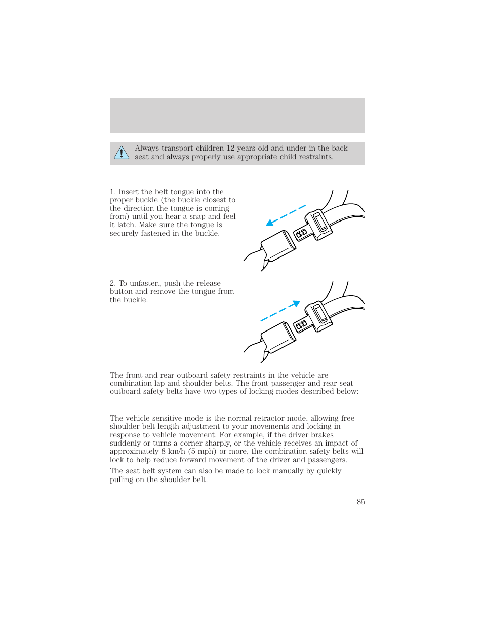 Seating and safety restraints | FORD 2000 Excursion v.1 User Manual | Page 85 / 232