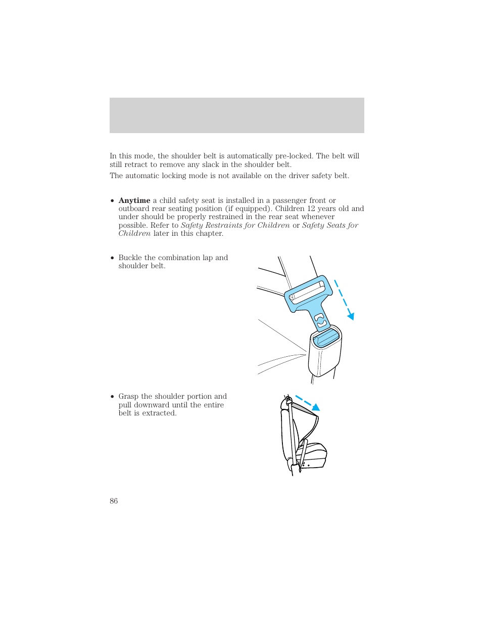 Seating and safety restraints | FORD 2000 Excursion v.1 User Manual | Page 86 / 232