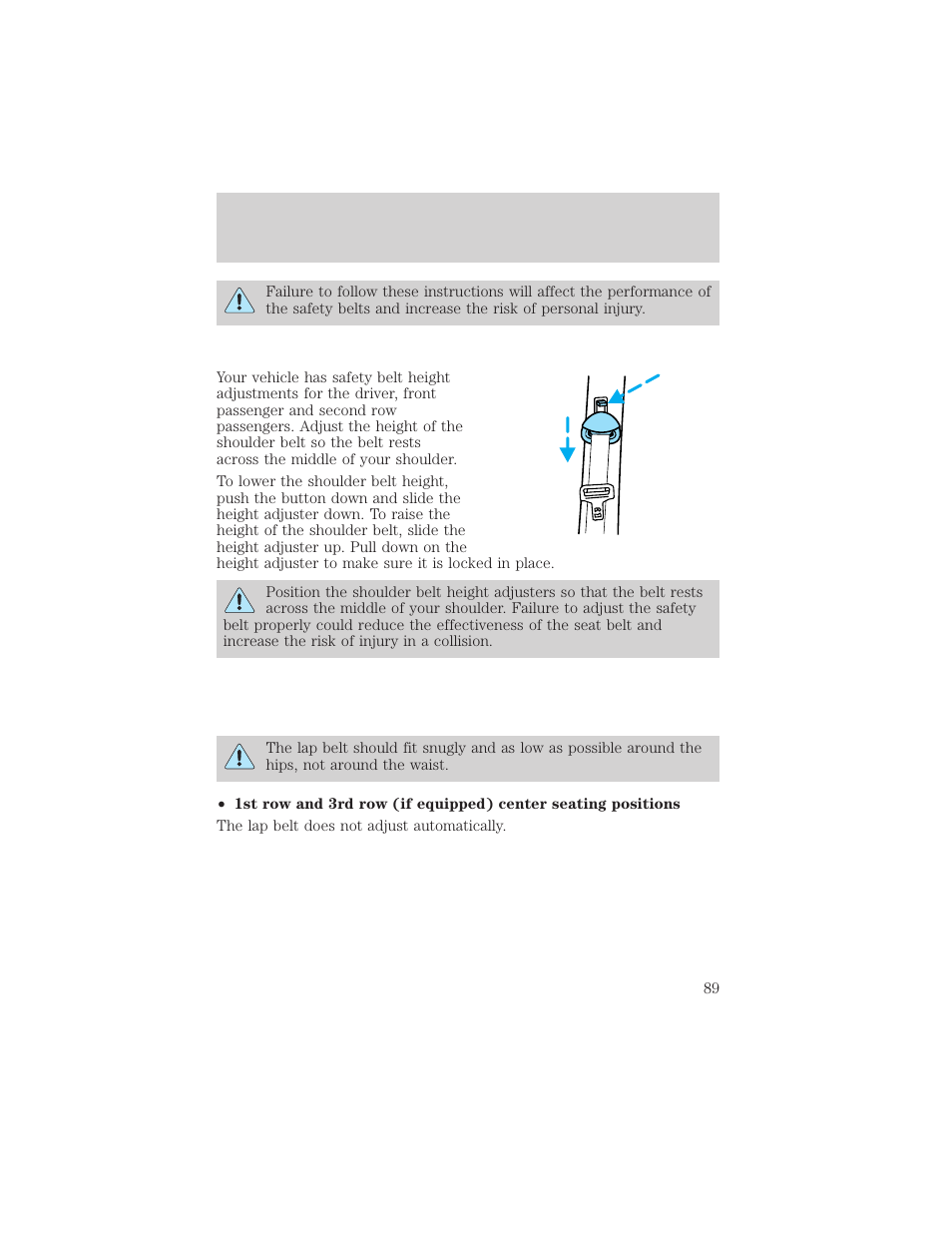 Seating and safety restraints | FORD 2000 Excursion v.1 User Manual | Page 89 / 232