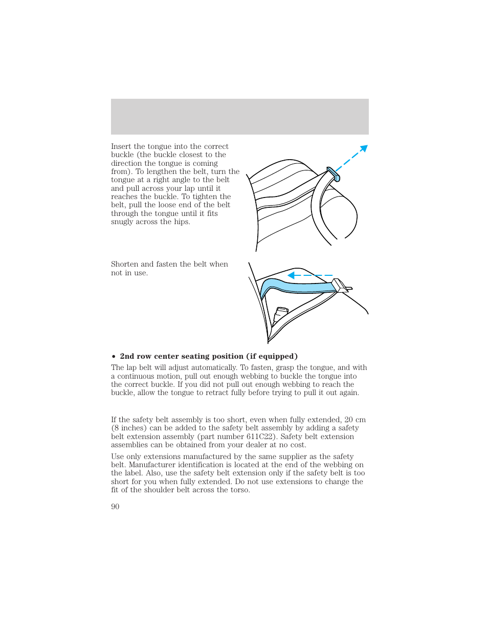 Seating and safety restraints | FORD 2000 Excursion v.1 User Manual | Page 90 / 232