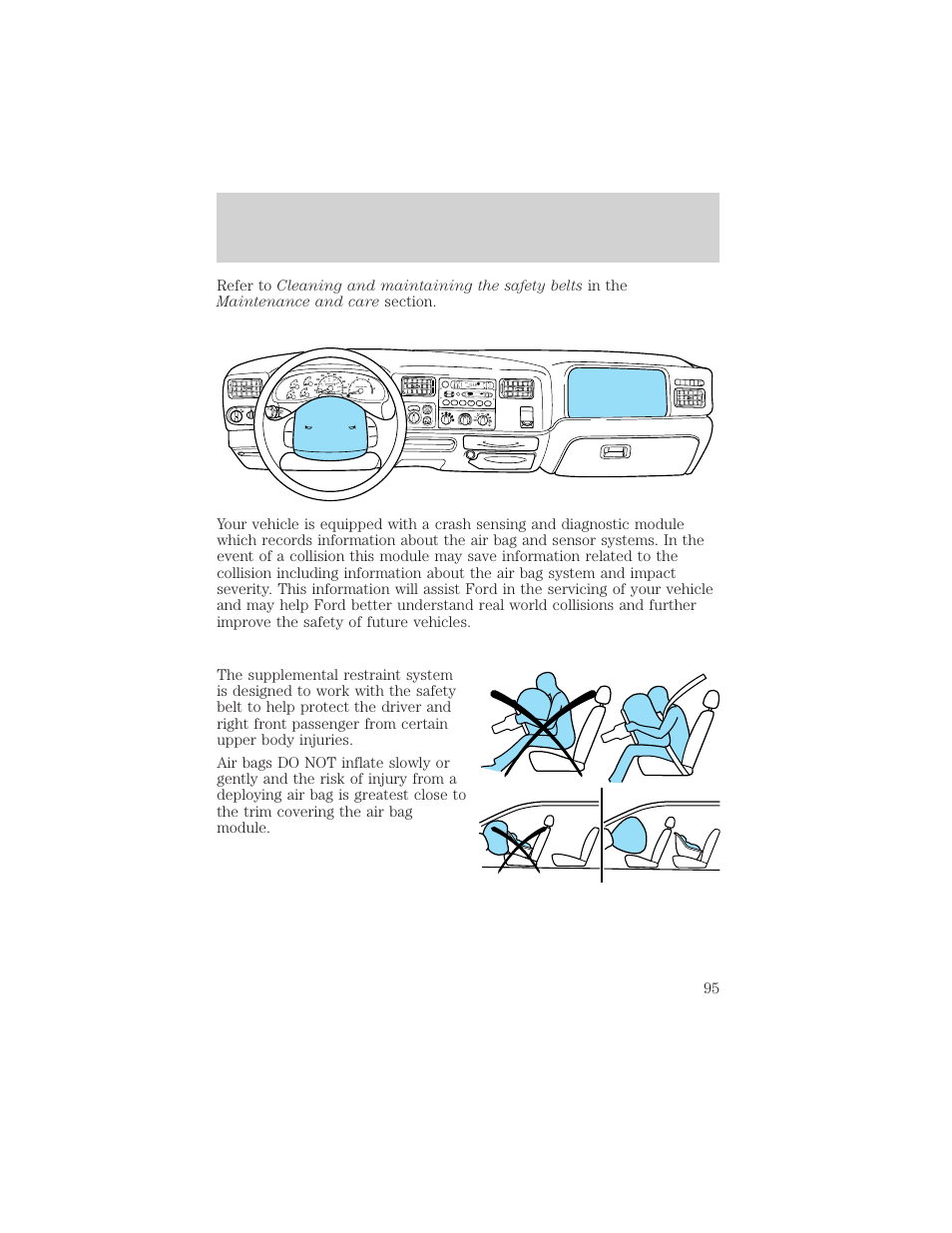 Seating and safety restraints, Dolby b nr, A/c max a/c off | FORD 2000 Excursion v.1 User Manual | Page 95 / 232
