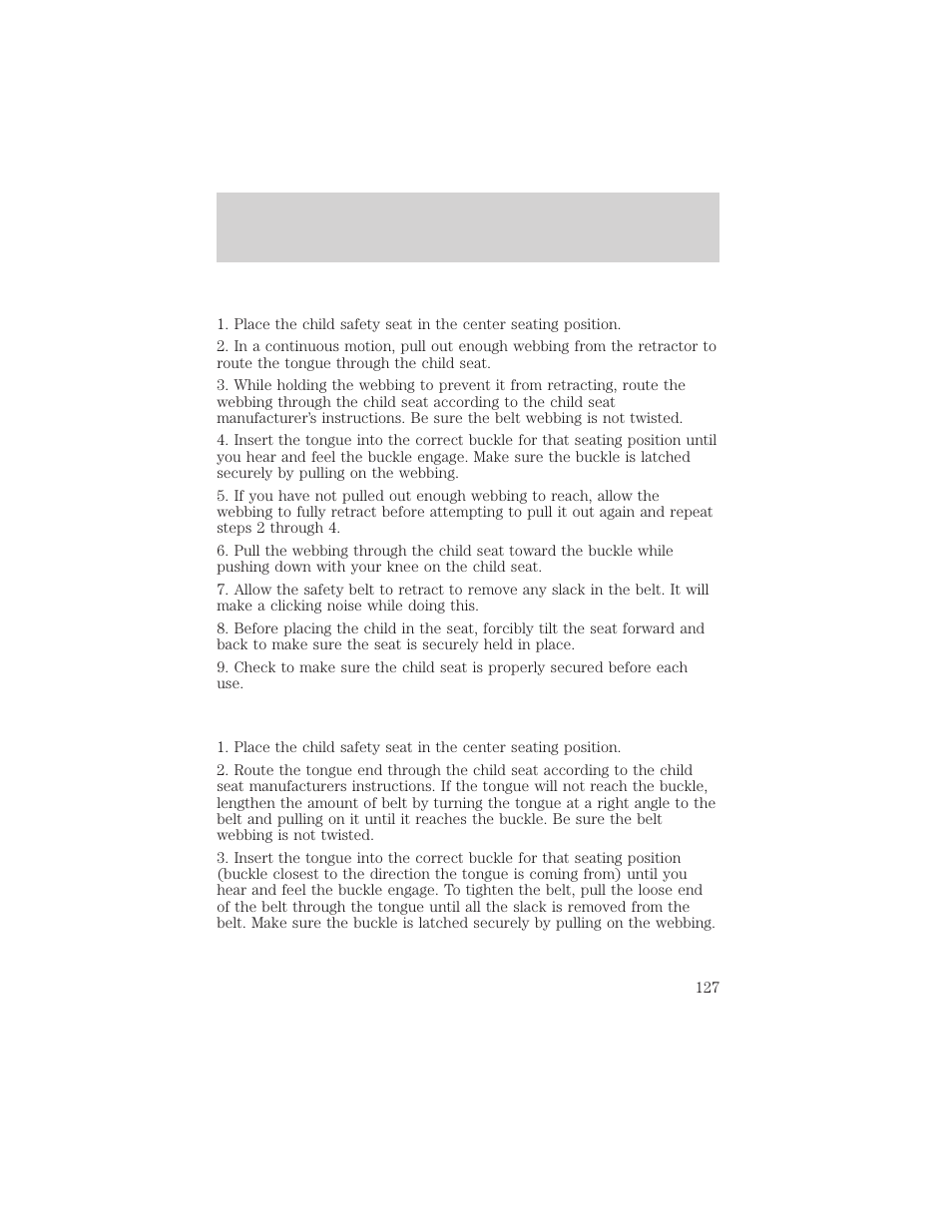 Seating and safety restraints | FORD 2000 Expedition User Manual | Page 127 / 256