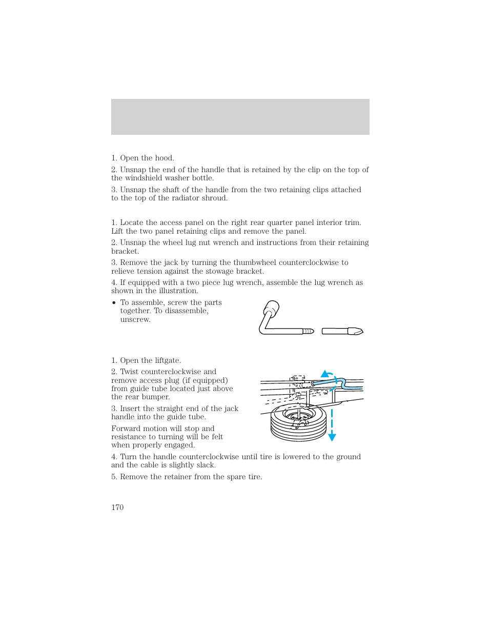 Roadside emergencies | FORD 2000 Expedition User Manual | Page 170 / 256