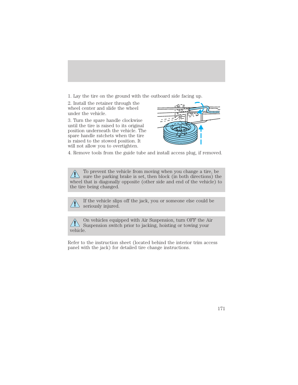 Roadside emergencies | FORD 2000 Expedition User Manual | Page 171 / 256