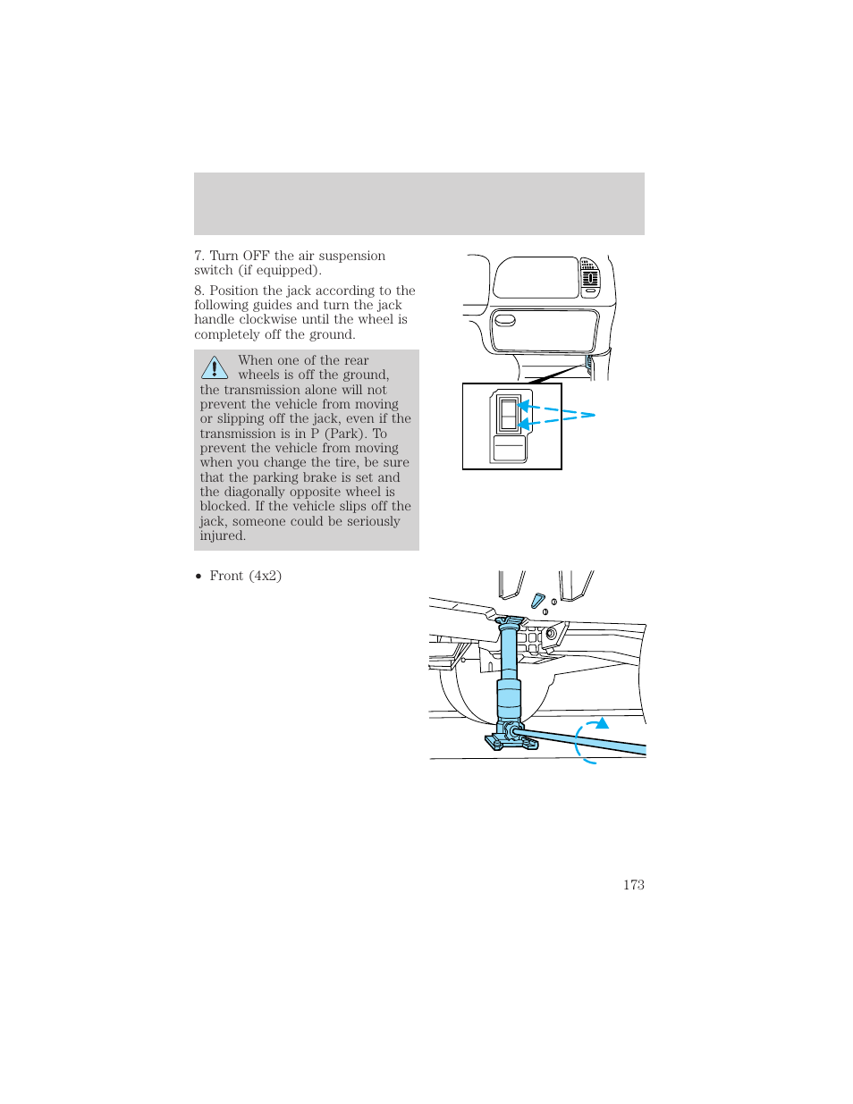 Roadside emergencies | FORD 2000 Expedition User Manual | Page 173 / 256