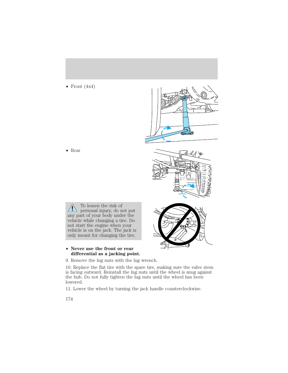 Roadside emergencies | FORD 2000 Expedition User Manual | Page 174 / 256