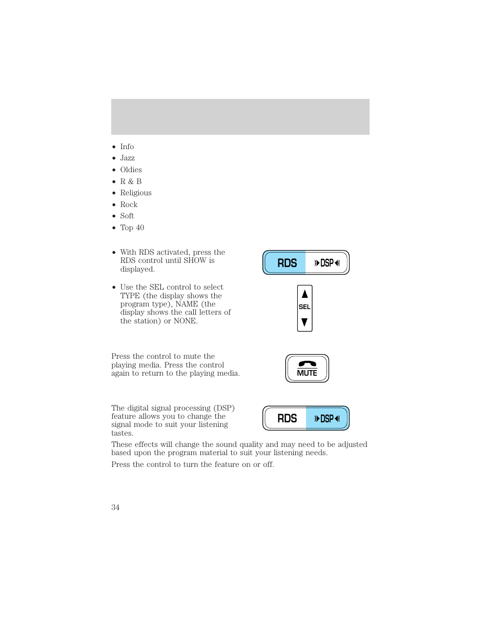 Dsp controls and features | FORD 2000 Expedition User Manual | Page 34 / 256