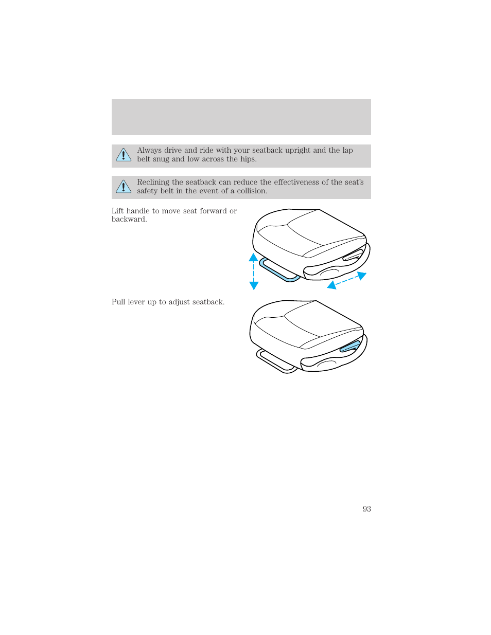 Seating and safety restraints | FORD 2000 Expedition User Manual | Page 93 / 256