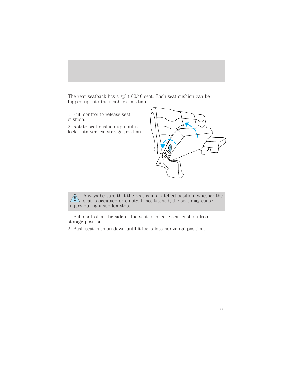 Seating and safety restraints | FORD 2000 F-150 User Manual | Page 101 / 280