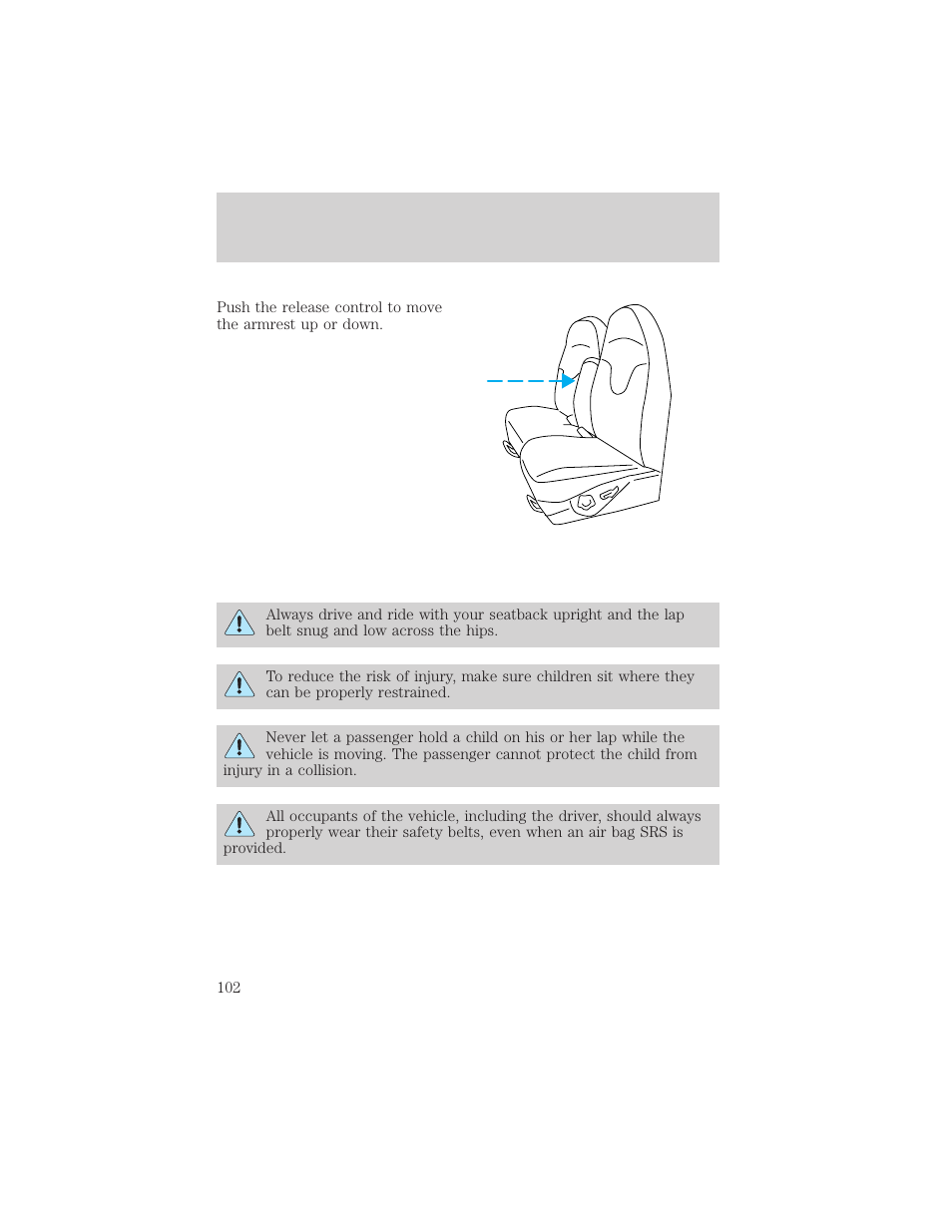 Seating and safety restraints | FORD 2000 F-150 User Manual | Page 102 / 280