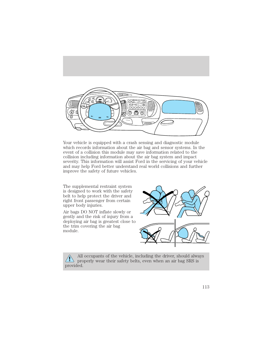 Seating and safety restraints | FORD 2000 F-150 User Manual | Page 113 / 280