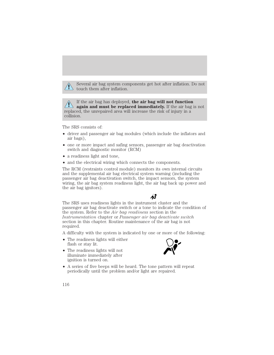 Seating and safety restraints | FORD 2000 F-150 User Manual | Page 116 / 280