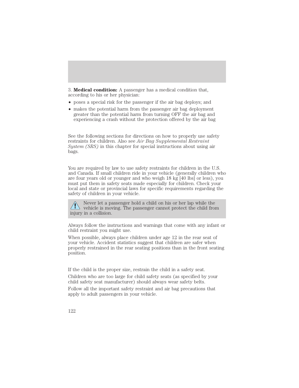 Seating and safety restraints | FORD 2000 F-150 User Manual | Page 122 / 280