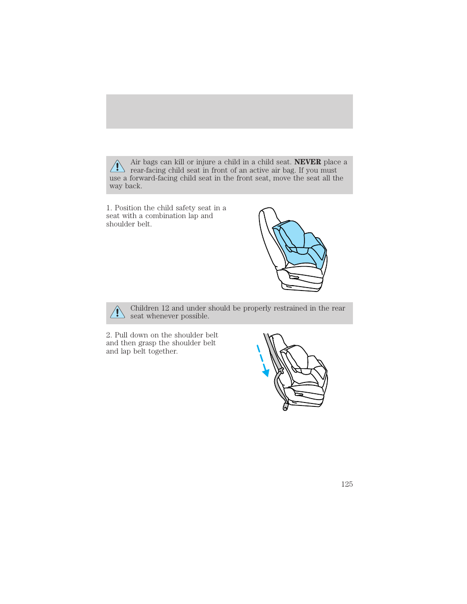 Seating and safety restraints | FORD 2000 F-150 User Manual | Page 125 / 280