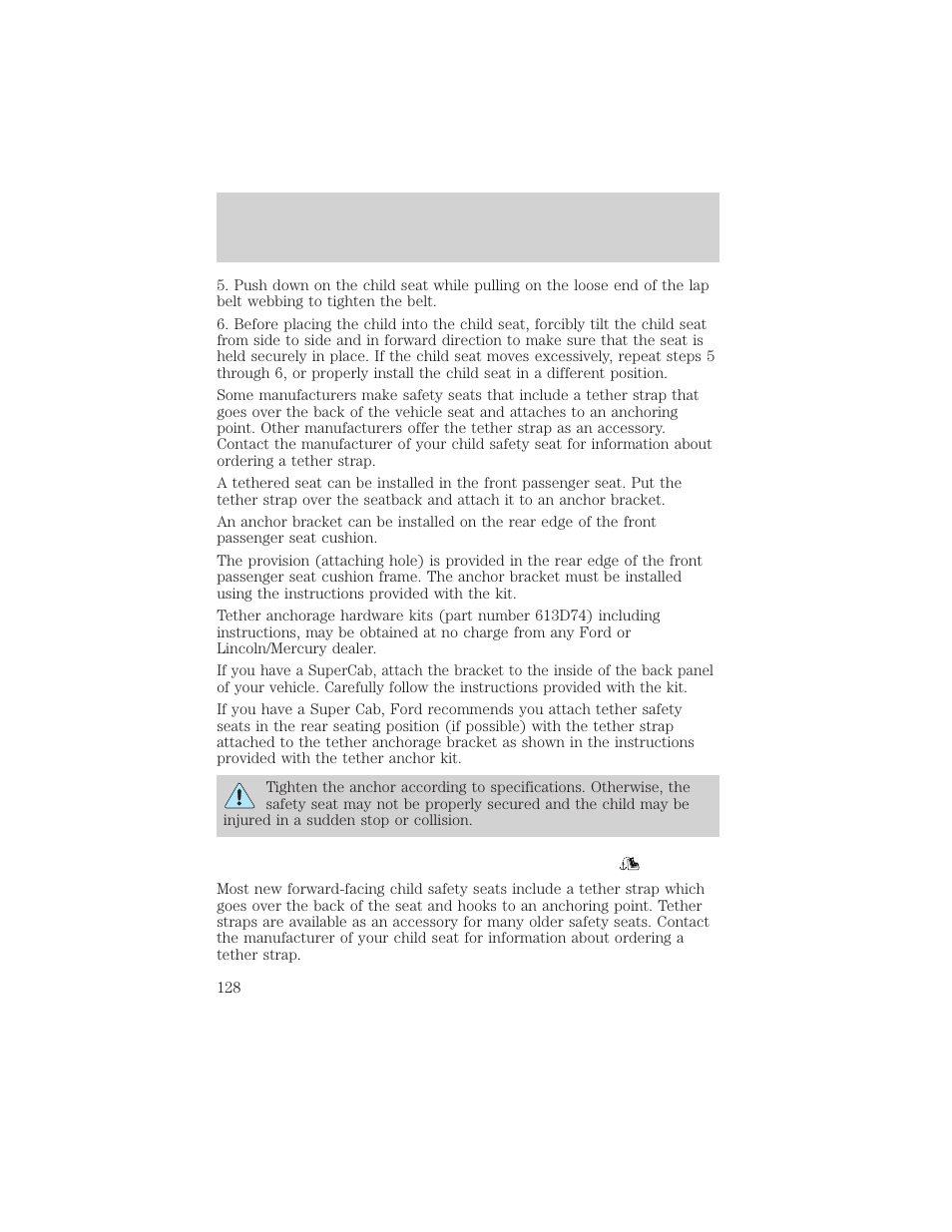 Seating and safety restraints | FORD 2000 F-150 User Manual | Page 128 / 280