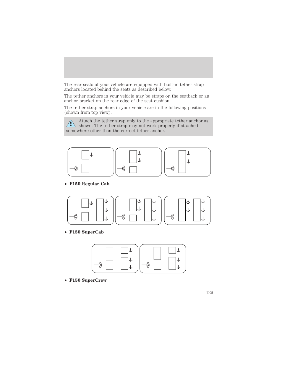 Seating and safety restraints | FORD 2000 F-150 User Manual | Page 129 / 280