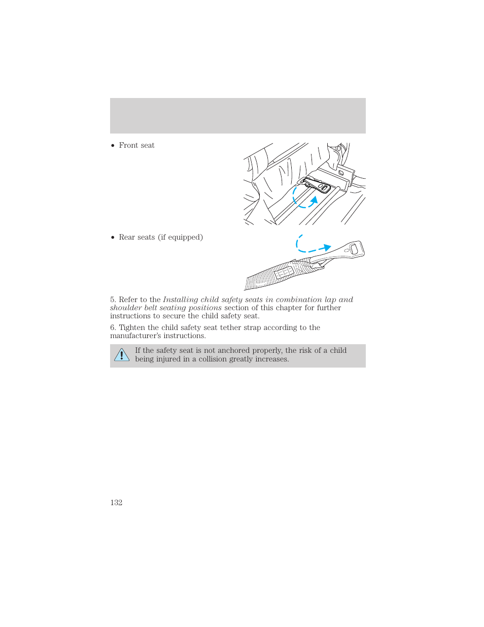 Seating and safety restraints | FORD 2000 F-150 User Manual | Page 132 / 280