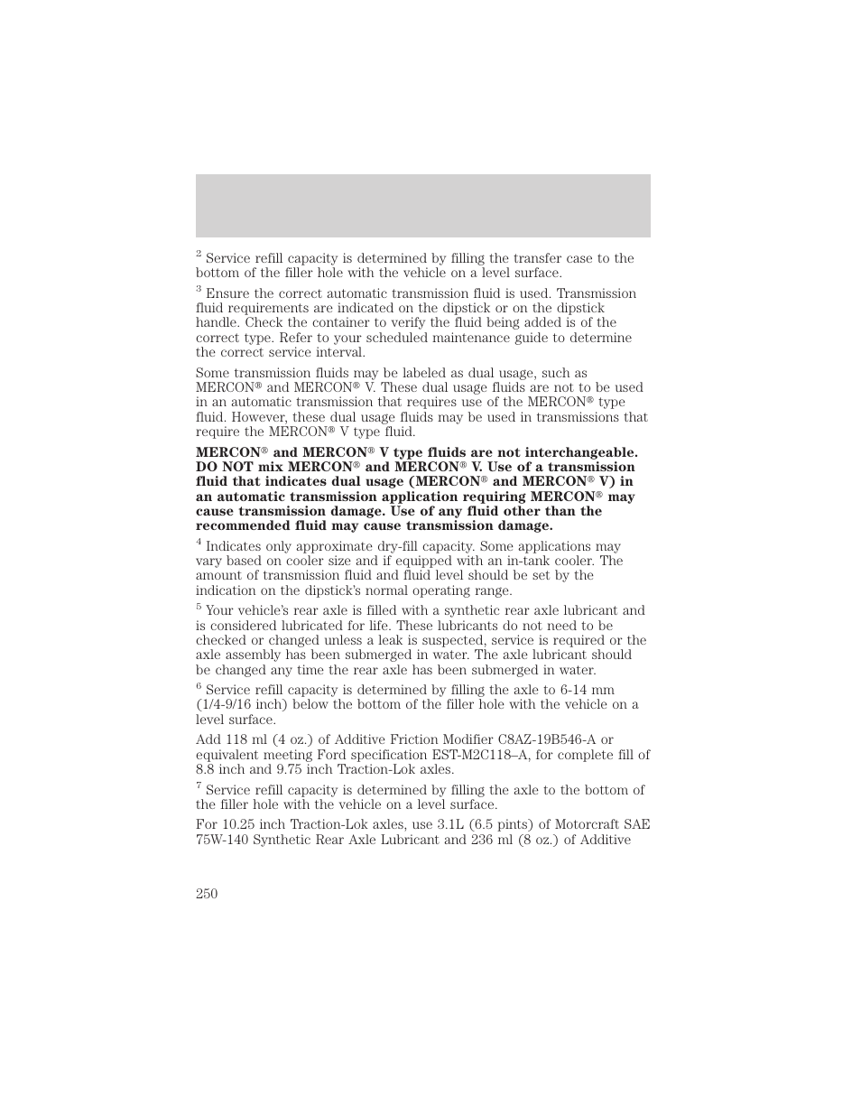 Capacities and specifications | FORD 2000 F-150 User Manual | Page 250 / 280