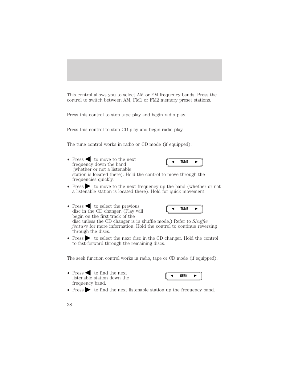 Controls and features | FORD 2000 F-150 User Manual | Page 38 / 280