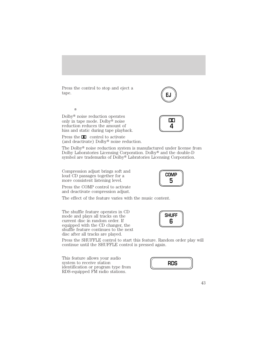 Controls and features | FORD 2000 F-150 User Manual | Page 43 / 280