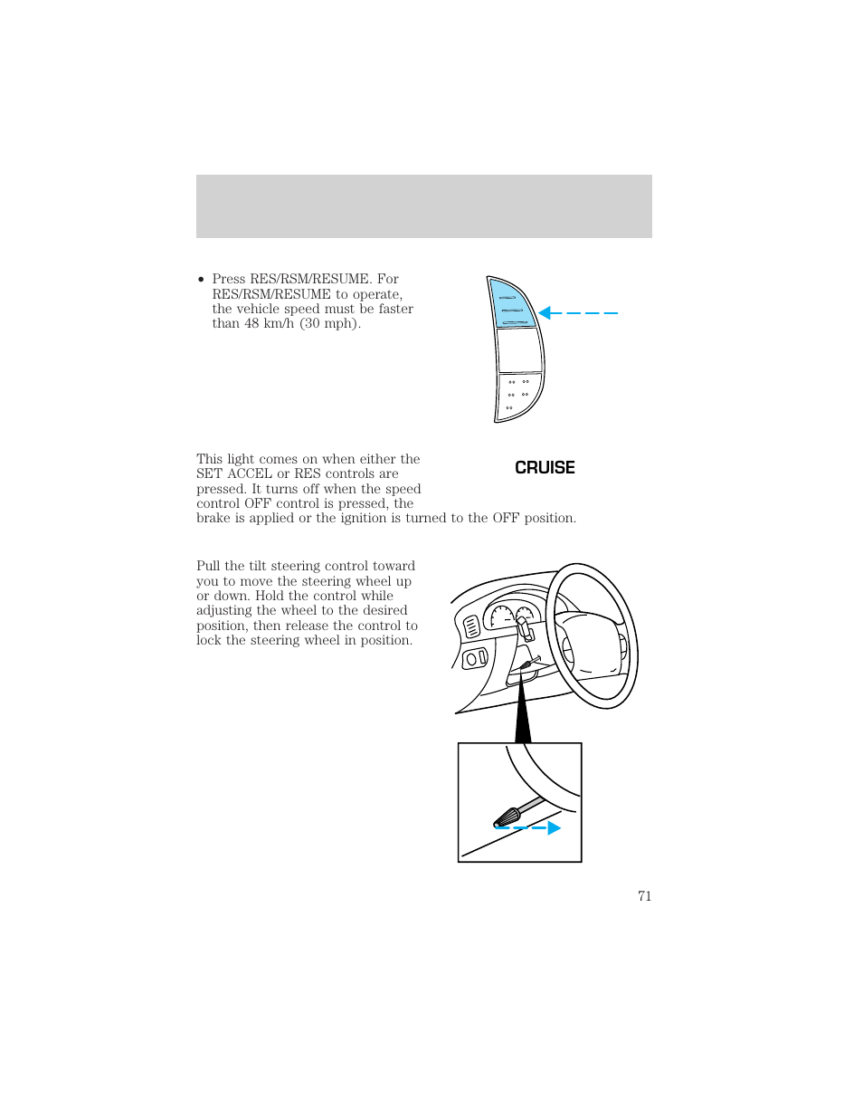 Controls and features, Cruise | FORD 2000 F-150 User Manual | Page 71 / 280