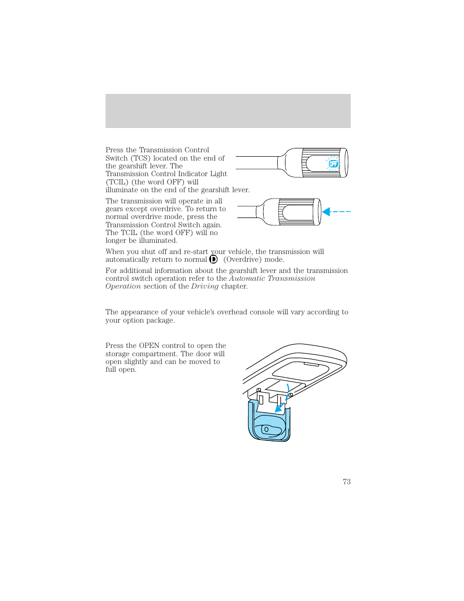 Controls and features | FORD 2000 F-150 User Manual | Page 73 / 280