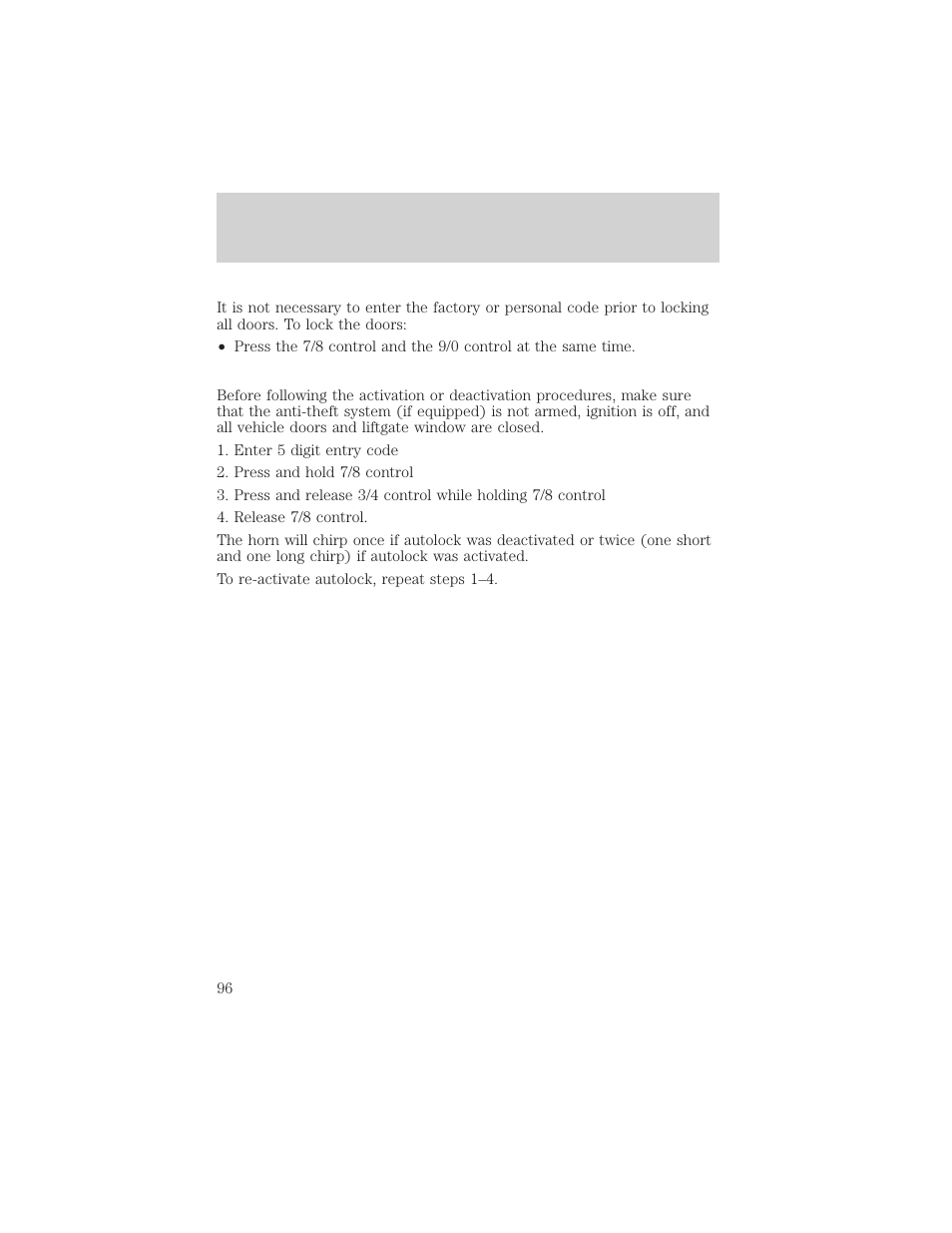 Controls and features | FORD 2000 F-150 User Manual | Page 96 / 280