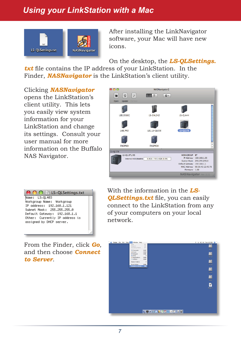 Using your linkstation with a mac | Buffalo Technology LS-QL/R5 User Manual | Page 7 / 12