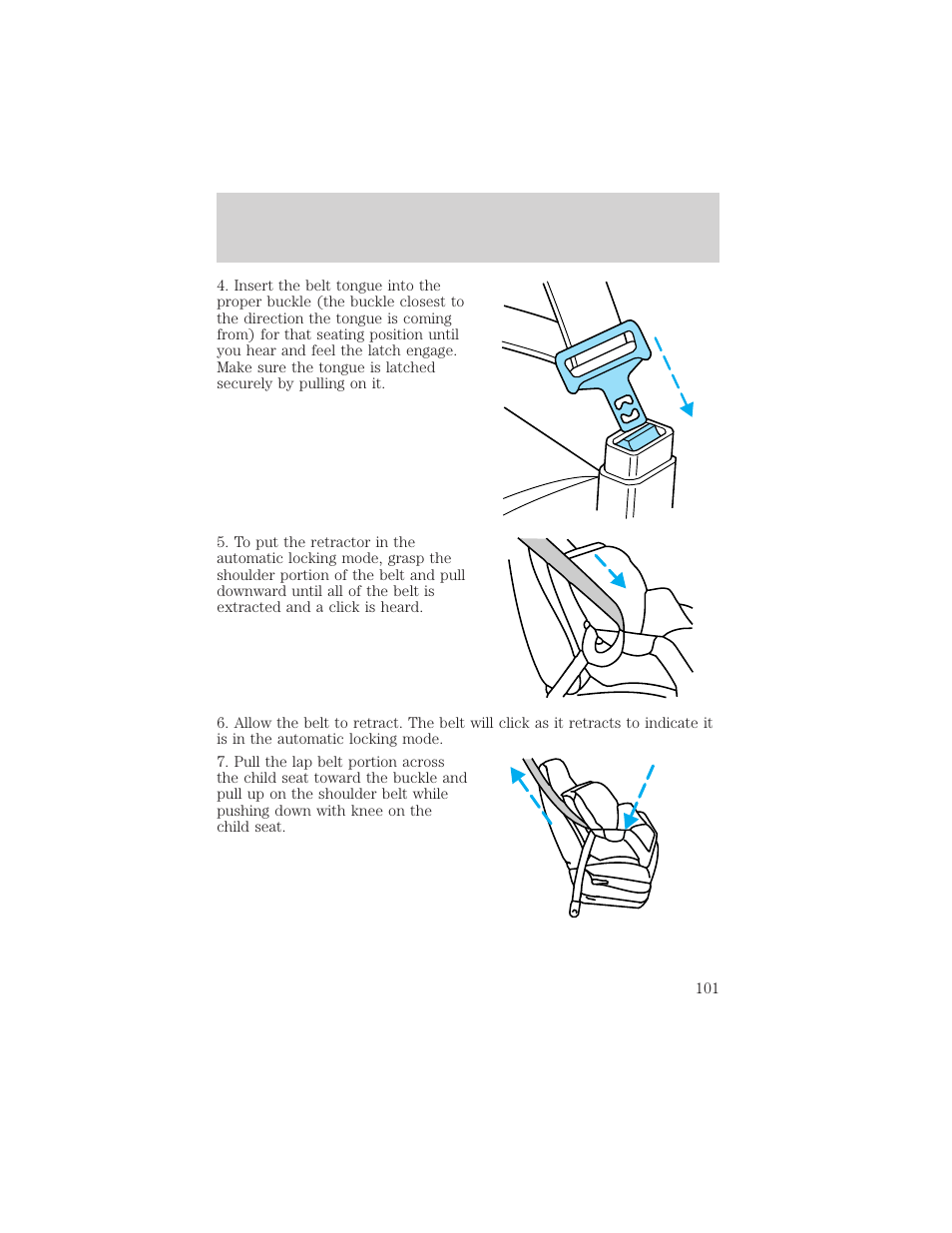 Seating and safety restraints | FORD 2000 F-550 v.1 User Manual | Page 101 / 256