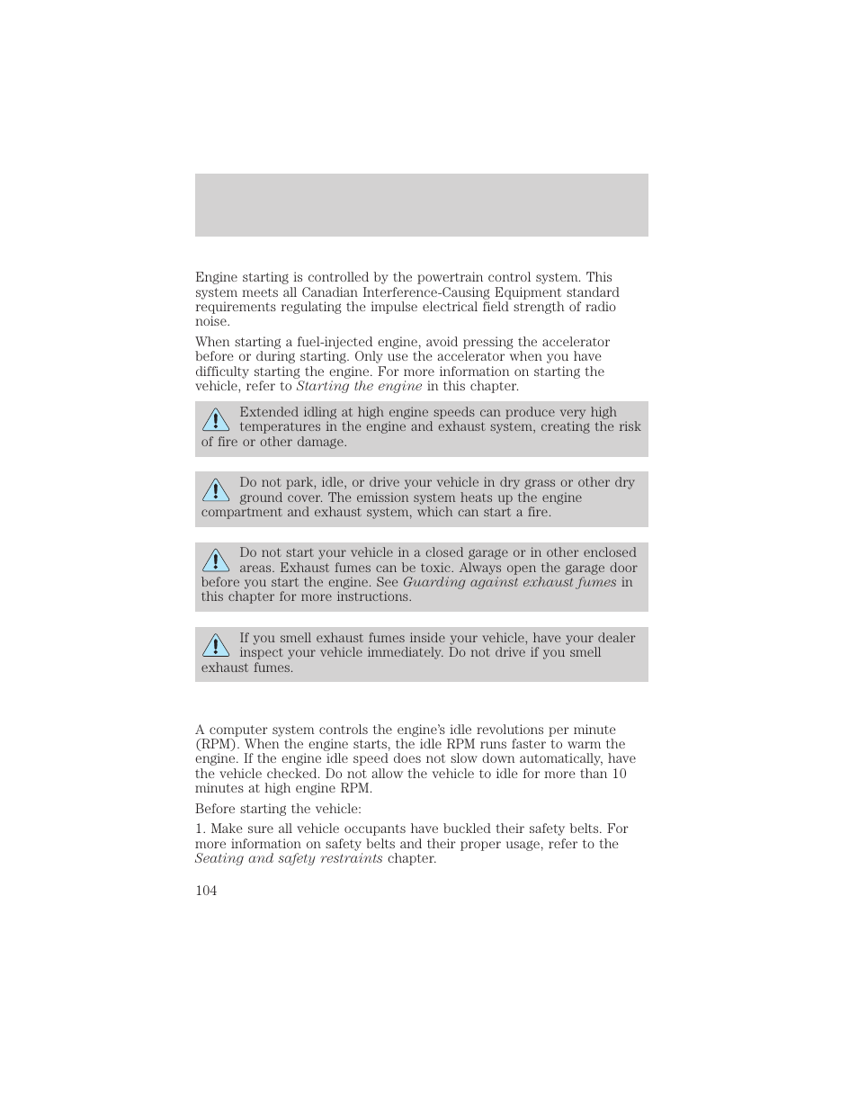 Starting | FORD 2000 F-550 v.1 User Manual | Page 104 / 256